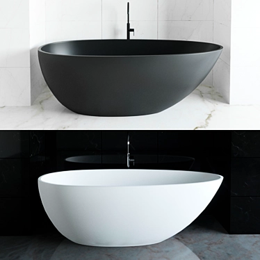 Modern Matte Black and White Bathtub - KKR-B068 3D model image 1 