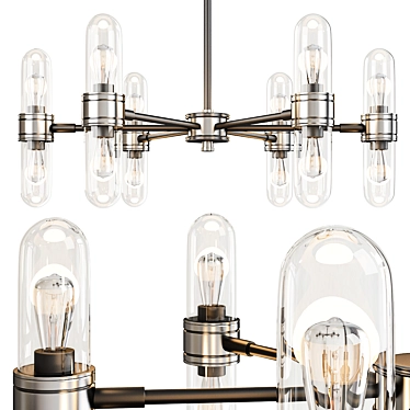 Sleek Steel Dual Chandelier 3D model image 1 