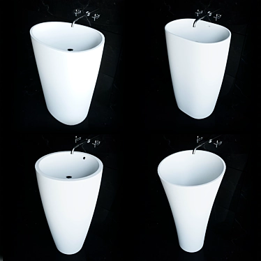 KKR Washbasin Set: Modern Matte/Glossy Design 3D model image 1 