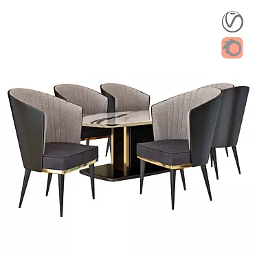 Elegant 4-Piece Home Dining Chair Set 3D model image 1 