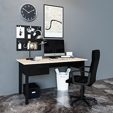 ARKELSTORP Writing Desk, Black - Stylish and Functional Workspace Solution 3D model image 1 
