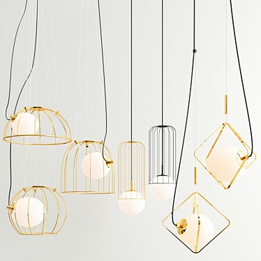 Modern Hanging Lamps: Hunt, Eminent, & Adamas 3D model image 1 