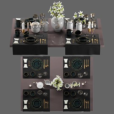 Exquisite Dining Experience: Luxury Table Setting 3D model image 1 