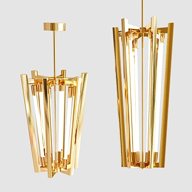 Enchanting Brass Suspension Lamp 3D model image 1 