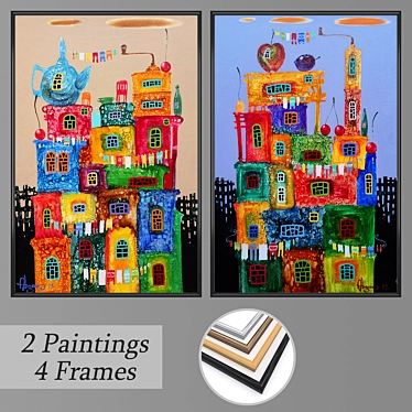 Stylish Wall Art Set with Frames 3D model image 1 