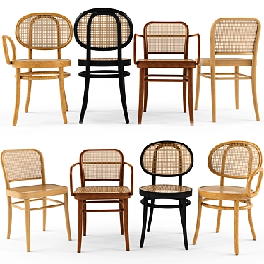 Modernist Wooden Chair Set 3D model image 1 