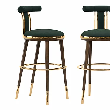 Vintage Brass-Legged Bar Chair 3D model image 1 