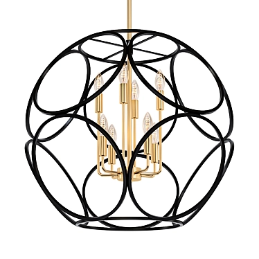 Elegant Metallic Sphere Chandelier 3D model image 1 