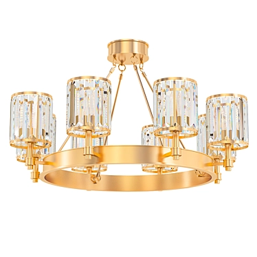 Crystal Ring Chandelier with Ornate Metal Frame 3D model image 1 