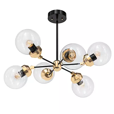 Black & Brass Sputnik Chandelier 3D model image 1 