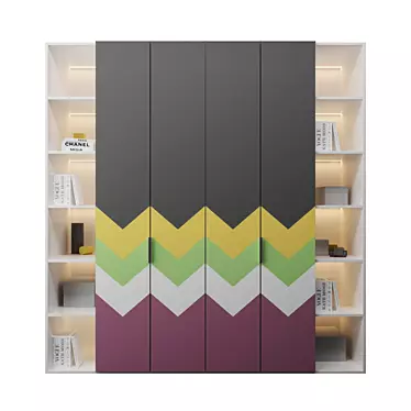 Custom Nursery Wardrobe with Shelving 3D model image 1 