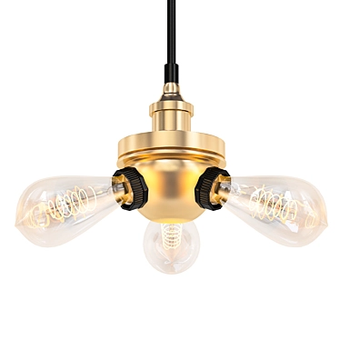 Industrial Trio Pendant Light 3D model image 1 