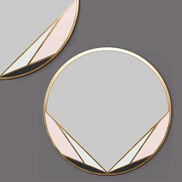 Elegant Deco Brass Mirror 3D model image 1 