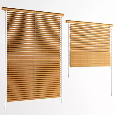 Natural Wood Window Blinds 3D model image 1 