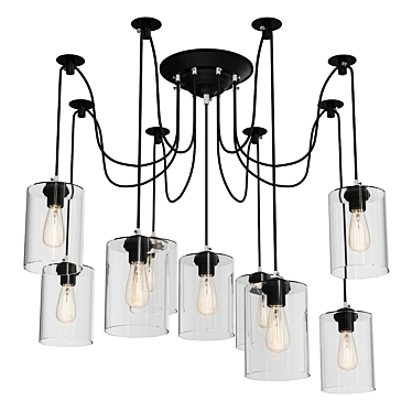 Elegant Glass Spider Chandelier 3D model image 1 