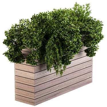 Rustic Wood Planter Set 3D model image 1 