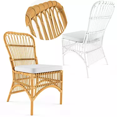 Natural Rattan Loop Chair: Stylish and Comfortable 3D model image 1 