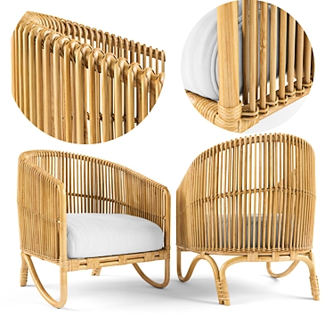 Tara Rattan Lounge Chair: Exquisite Comfort & Natural Appeal 3D model image 1 