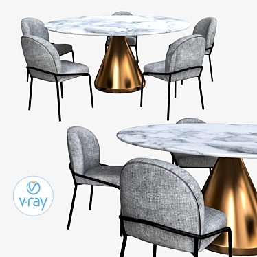 Elegant Silhouette Pedestal Dining Table 3D model image 1 