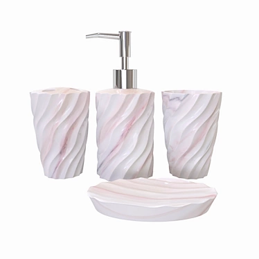 Elegant 4-Piece Pink Bathroom Set 3D model image 1 