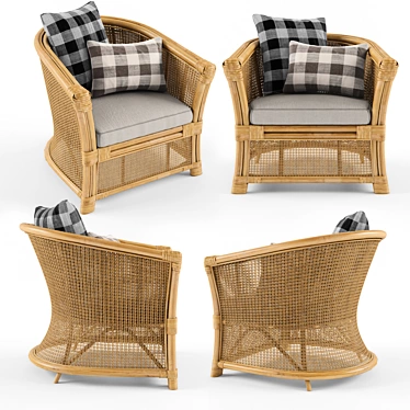 Montego Rattan Armchair: Authentic Simplicity for Your Abode 3D model image 1 