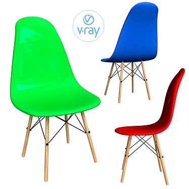 Light Green Wood Chair 3D model image 1 