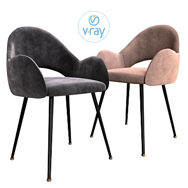 Elegant Tiffany Chair: Gray Velvet, Black Legs 3D model image 1 