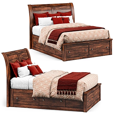 Title: Chestnut Arthur Storage Bed by Apt2b 3D model image 1 