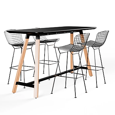 Modern Barstool and Tall Table Set 3D model image 1 