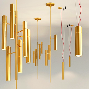 Sleek Tubular Light Fixtures 3D model image 1 