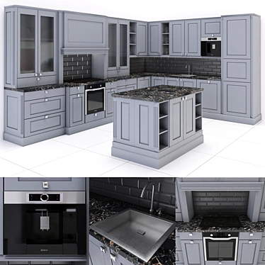 Stylish Kitchen Set: Practical and Modern 3D model image 1 