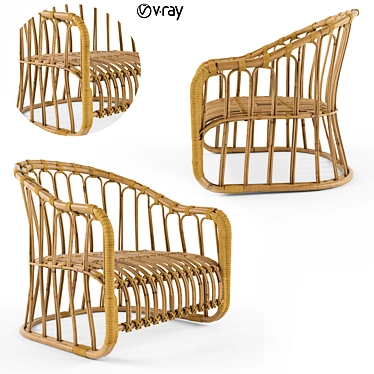 Boholounge Rattan Lounge Chair 3D model image 1 