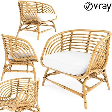 Rattan Armchair - Stylish Bamboo Design 3D model image 1 