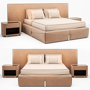 Luxury Visionnaire Double Bed Set 3D model image 1 