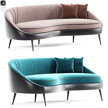 Modern Sand Curve Sofa 3D model image 1 