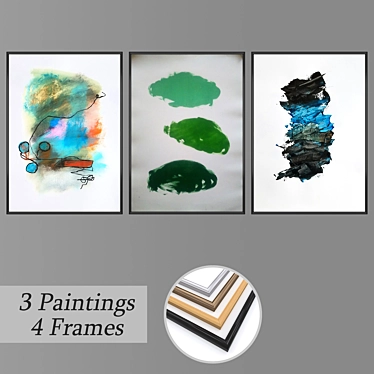 Elegant Set of Wall Paintings 3D model image 1 