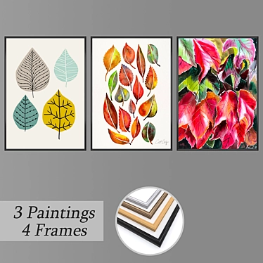 Modern Wall Paintings Set 3D model image 1 