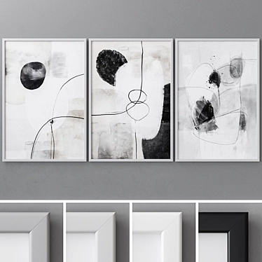 Abstract Modern Art Frames Set 3D model image 1 