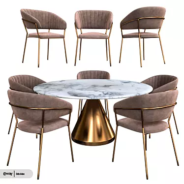 Modern Table and Chair Set 3D model image 1 