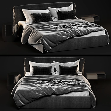 Sleek Centimeter-Unit Bed 3D model image 1 