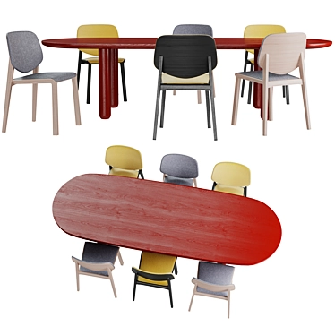 Elegant Dining Set: Cizeta L'Abbate Yard Table and Wittmann Vuelta FD Chairs 3D model image 1 