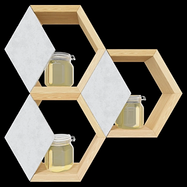 Title: Honeycomb-inspired Decorative Shelves 3D model image 1 