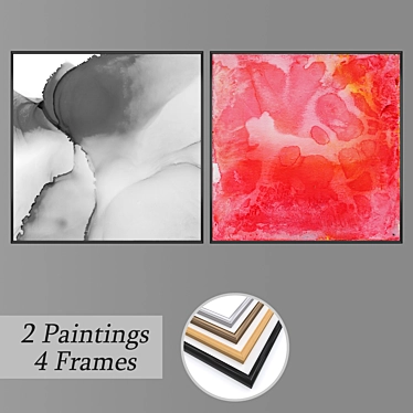 Elegant Wall Art Set with Frames 3D model image 1 