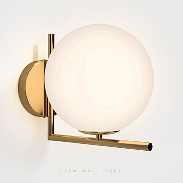 Elegant Stem Wall Lamp in Golden Finish 3D model image 1 
