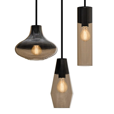 Scandinavian Glass Pendant Light Set 3D model image 1 
