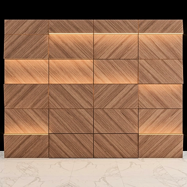 Elegant Teak Wood Wall Panels 3D model image 1 