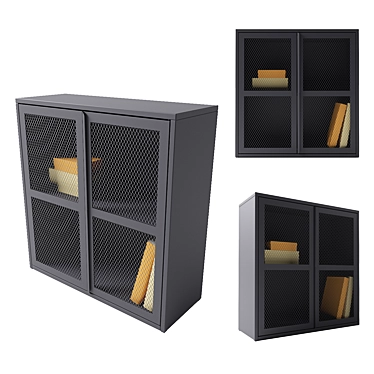 Gray Mesh Door Cabinet, 80x83 cm 3D model image 1 