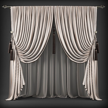 Elegant Poly Velvet Curtains 3D model image 1 