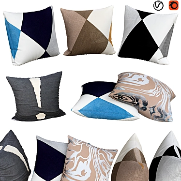 Elegant Sofa Pillows 3D model image 1 