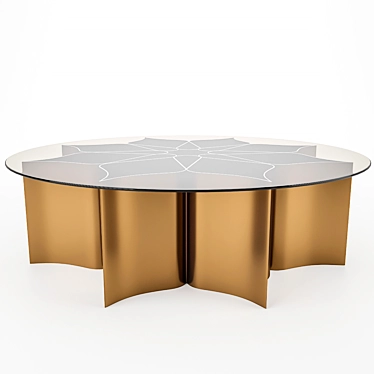 Elegant Lotus Brass Glass Table 3D model image 1 